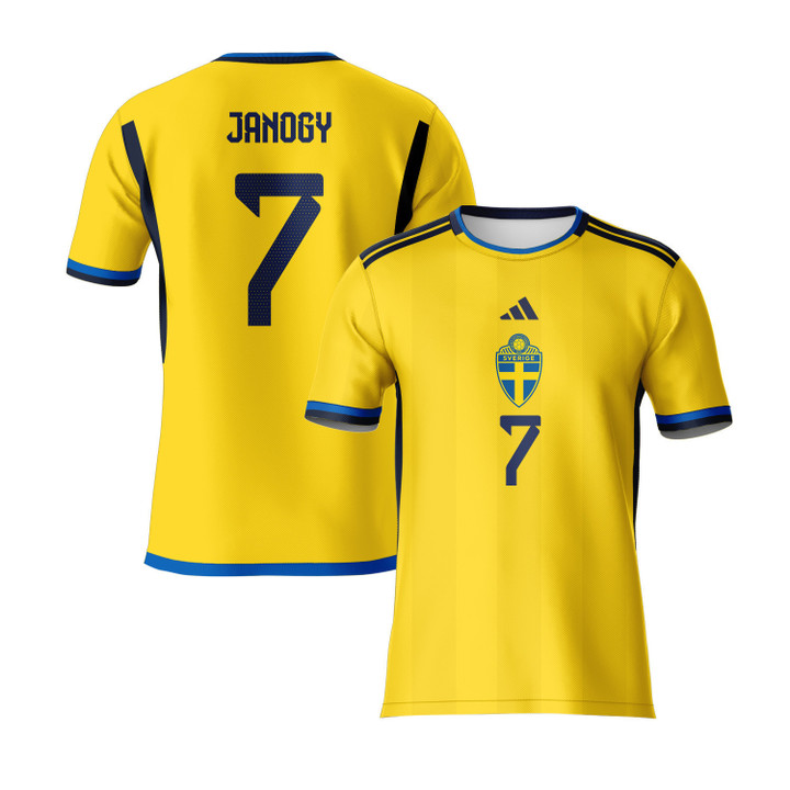 Madelen Janogy 7 Sweden 2023 Youth Home Jersey - Yellow - All Over Printed Jersey
