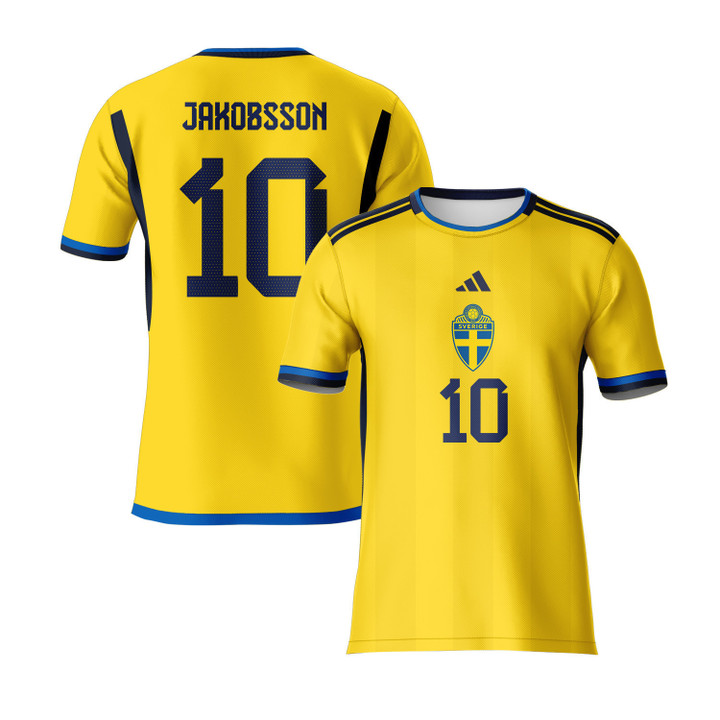 Sofia Jakobsson 10 Sweden 2023 Youth Home Jersey - Yellow - All Over Printed Jersey