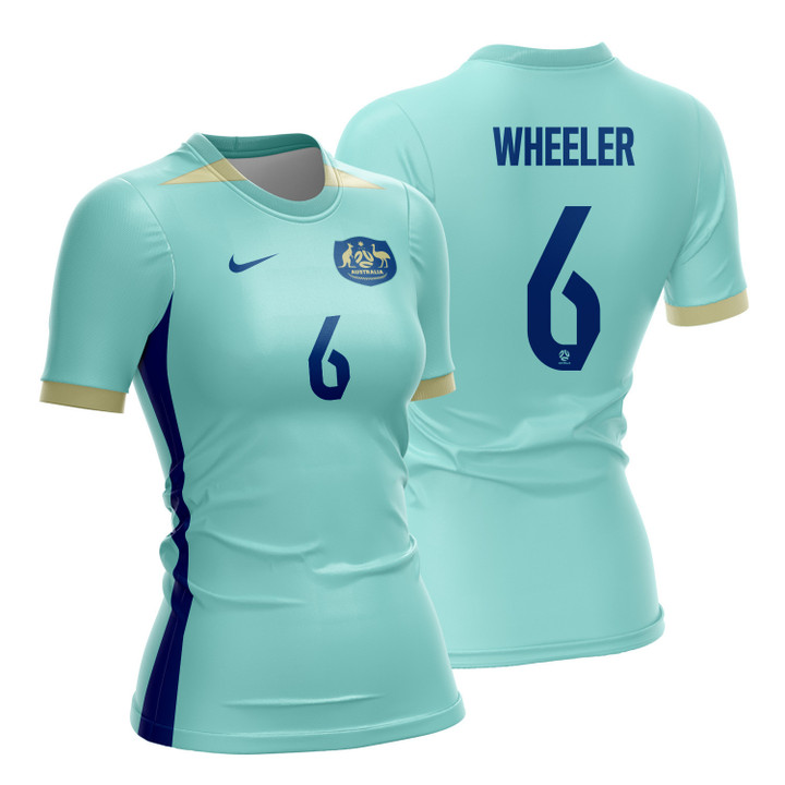 Clare Wheeler 6 Australia 2023 Women Away Jersey - Turquoise - All Over Printed Jersey