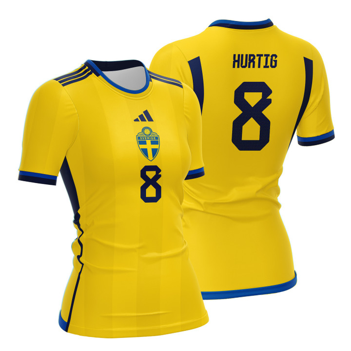 Lina Hurtig 8 Sweden 2023 Women Home Jersey - Yellow - All Over Printed Jersey