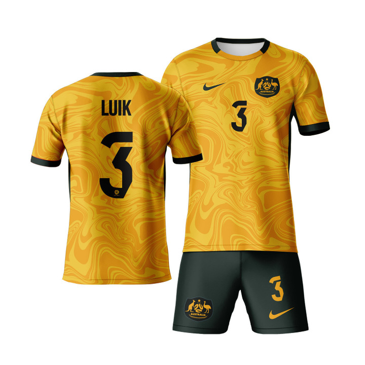 Aivi Luik 3 Australia 2023 Youth Home Jersey Kit - Yellow - All Over Printed Jersey