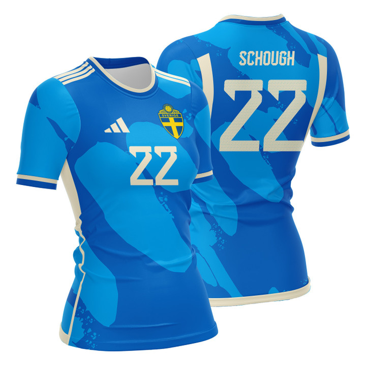 Olivia Schough 22 Sweden 2023 Women Away Jersey - Blue - All Over Printed Jersey