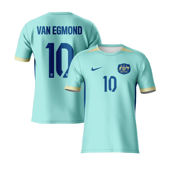Emily Van Egmond 10 Australia 2023 Youth Away Jersey - Turquoise - All Over Printed Jersey