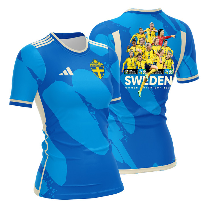 Sweden 2023 Road To World Cup Champions Women Away Jersey - Blue - All Over Printed Jersey