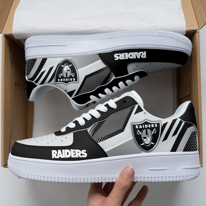 Las Vegas Raiders Dots & Stripes Pattern National Football League Force 1 Shoes Sneakers SH1