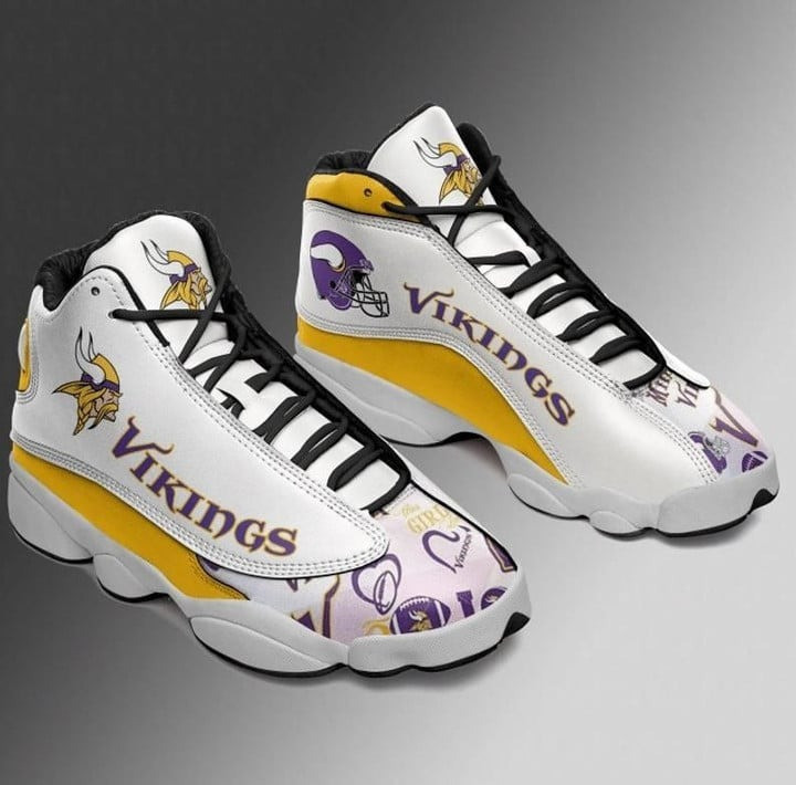 Minnesota Vikings Ball Pattern National Football League Air Jordan 13 Shoes Sneakers SH1