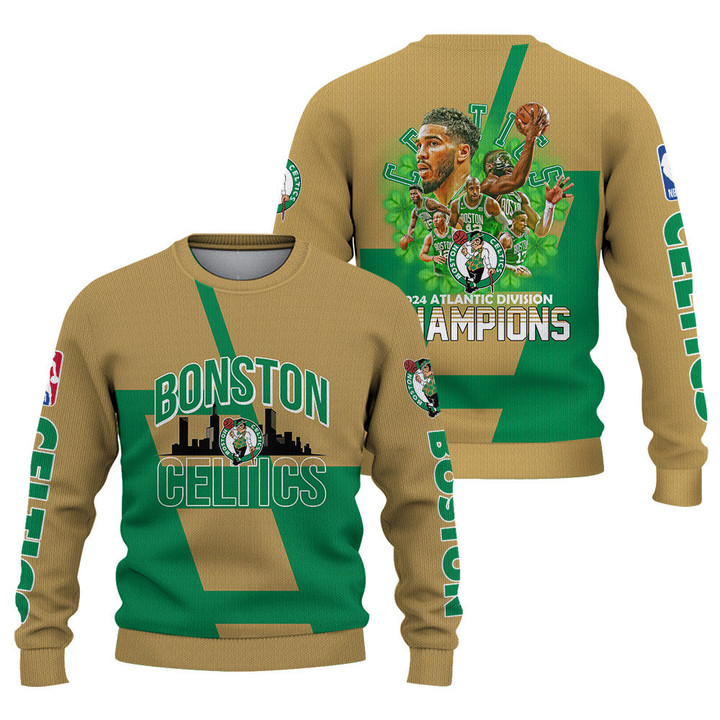 Boston Celtics National Basketball Association Playoffs 3D V2 Sweatshirt Basketball Pattern