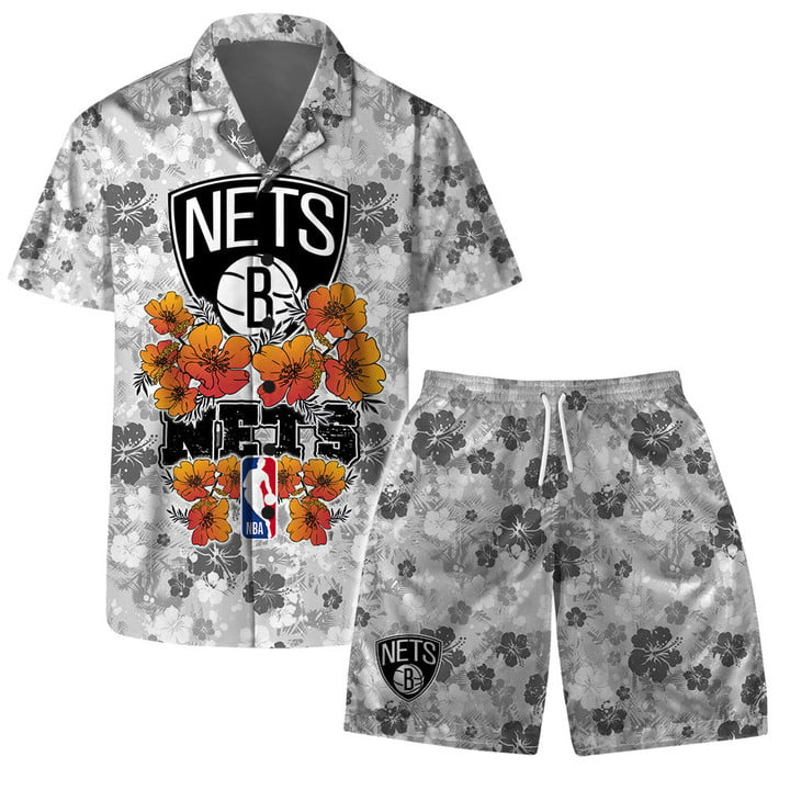 Brooklyn Nets - NBA Aloha Summer Logo Team And Pattern Hawaiian Set