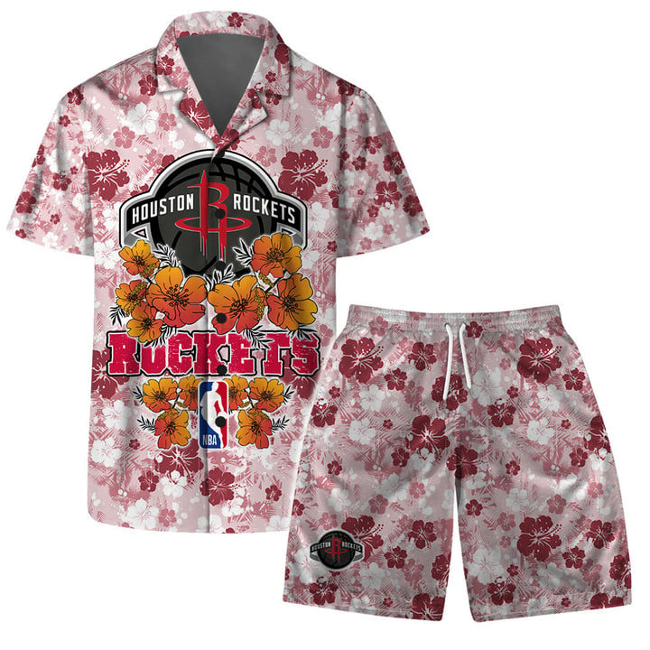 Houston Rockets - NBA Aloha Summer Logo Team And Pattern Hawaiian Set