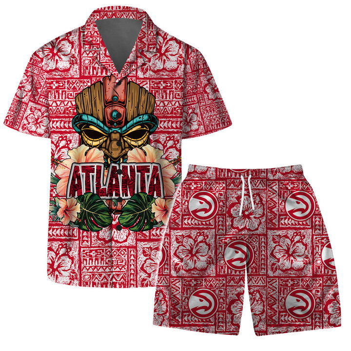 Atlanta Hawks - NBA Aloha Tiki Pattern Hawaiian Set