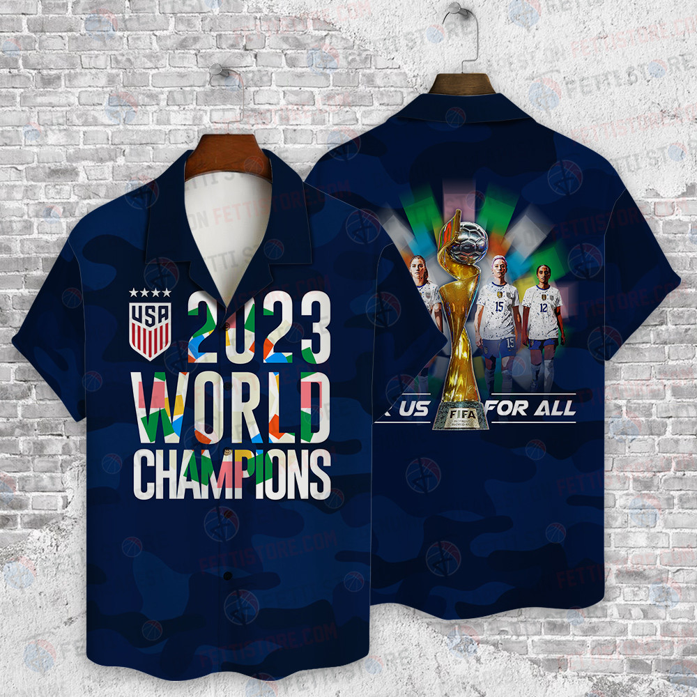 USWNT 2023 USA World Cup Champions Navy Hawaiian Shirt