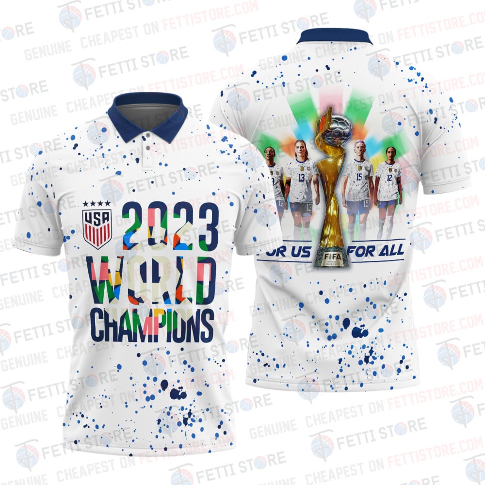 USWNT 2023 USA World Cup Champions White Print Polo Shirt