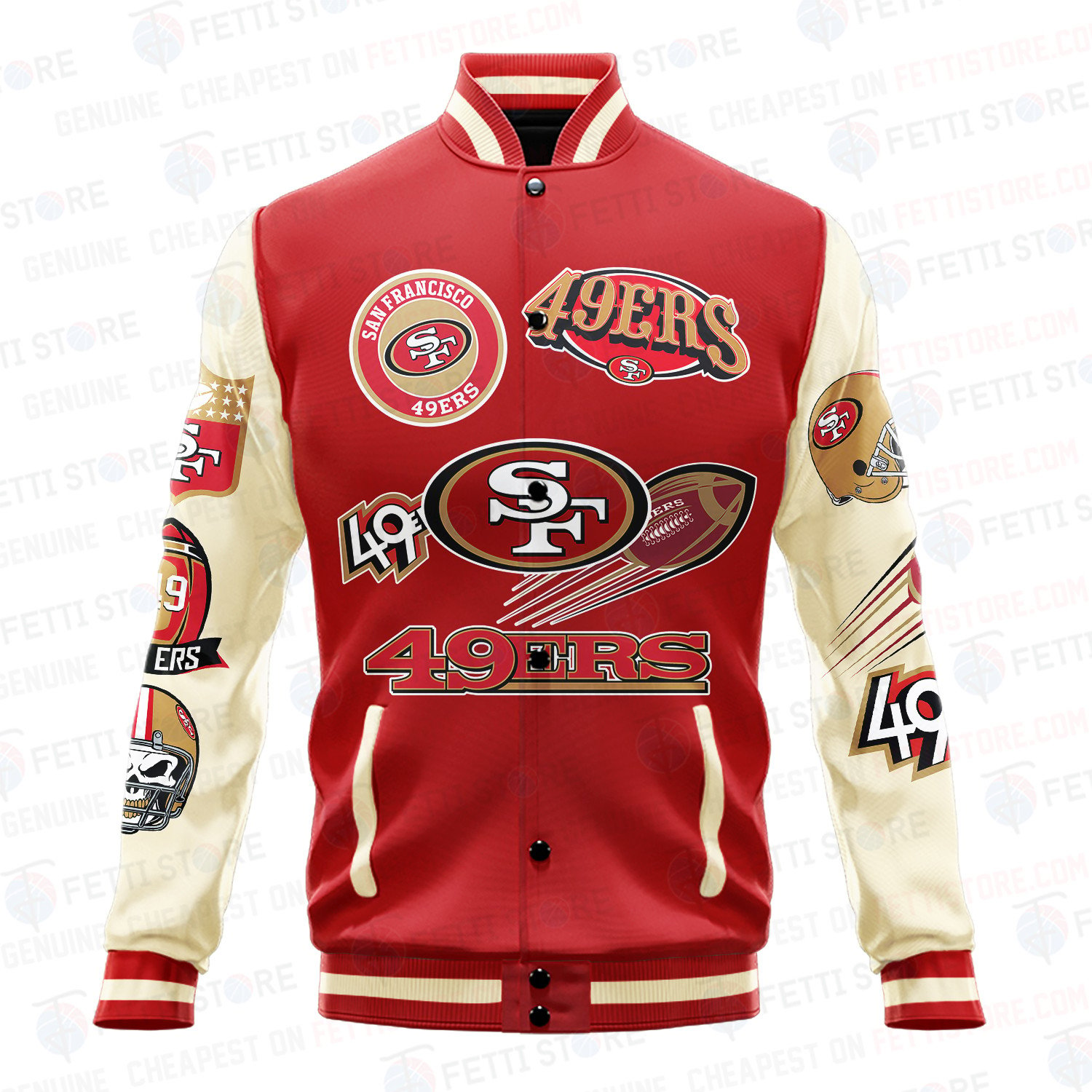 San Francisco 49ers Pattern Varsity Jacket – Timedea