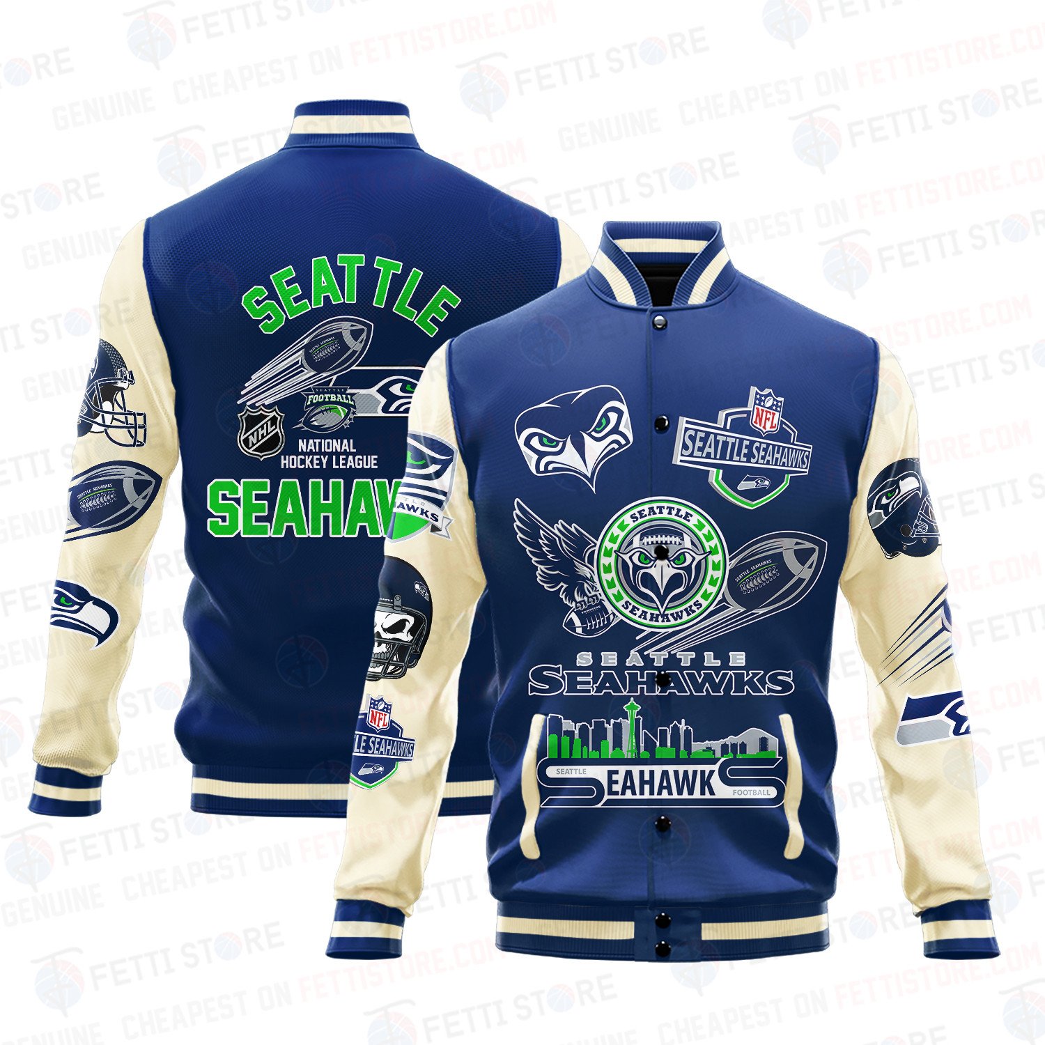 Seattle Seahawks Pattern Varsity Jacket – Nousty