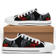 Skull Rose Flower Low Top Sneakers - Skull Casual Shoes - Roses Womens Custom Low Top Sneakers Halloween Gift