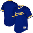 Milwaukee Brewers Mitchell & Ness Youth Cooperstown Collection Mesh Wordmark V-Neck Jersey - Royal - Cfjersey.store