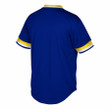 Seattle Mariners Mitchell And Ness Big And Tall Cooperstown Collection Mesh Wordmark V-Neck Jersey - Royal - Cfjersey.store