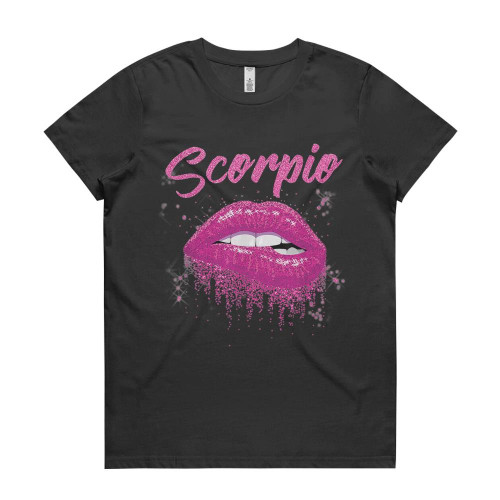 Scorpio Zodiac Birthday Pink Lips T-shirt For Black Women Premium Womens T shirts