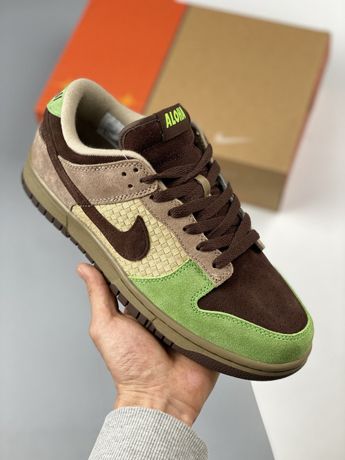 Kickshawaii x Nike Dunk Low 'Aloha' Khaki/Brown-Mean Green For Sale