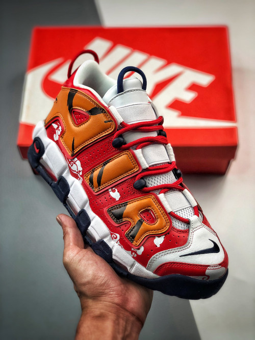 Custom Nike Air More Uptempo White Red Yellow For Sale