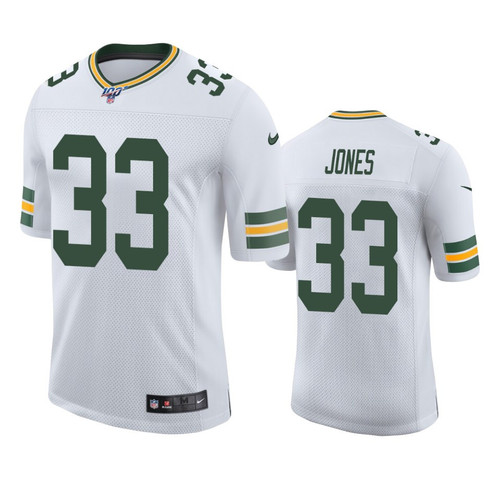 Green Bay Packers Aaron Jones White 100th Season Vapor Limited Jersey