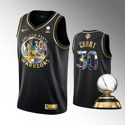 Golden State Warriors 2022 Western Conference Champions Stephen Curry Black Diamond Edition Jersey - Cfjersey.store