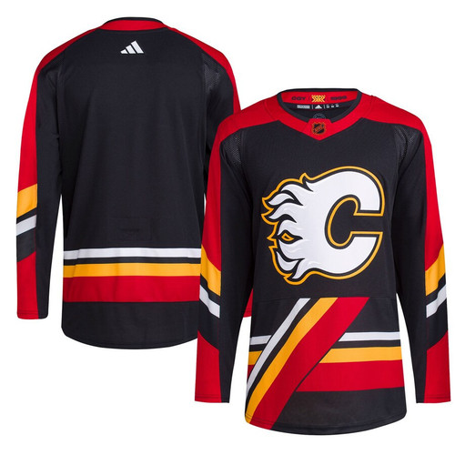 Calgary Flames adidas Reverse Retro 2.0 Blank Jersey - Black - Cfjersey.store