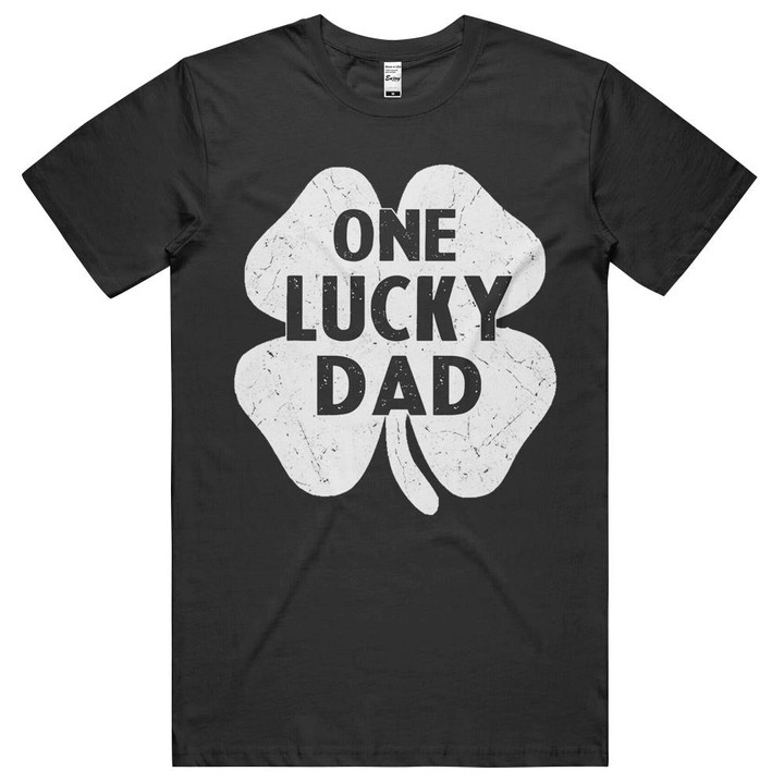 Mens One Lucky Dad Shirt Funny St Patricks Day Daddy Shamrock Men T-shirt