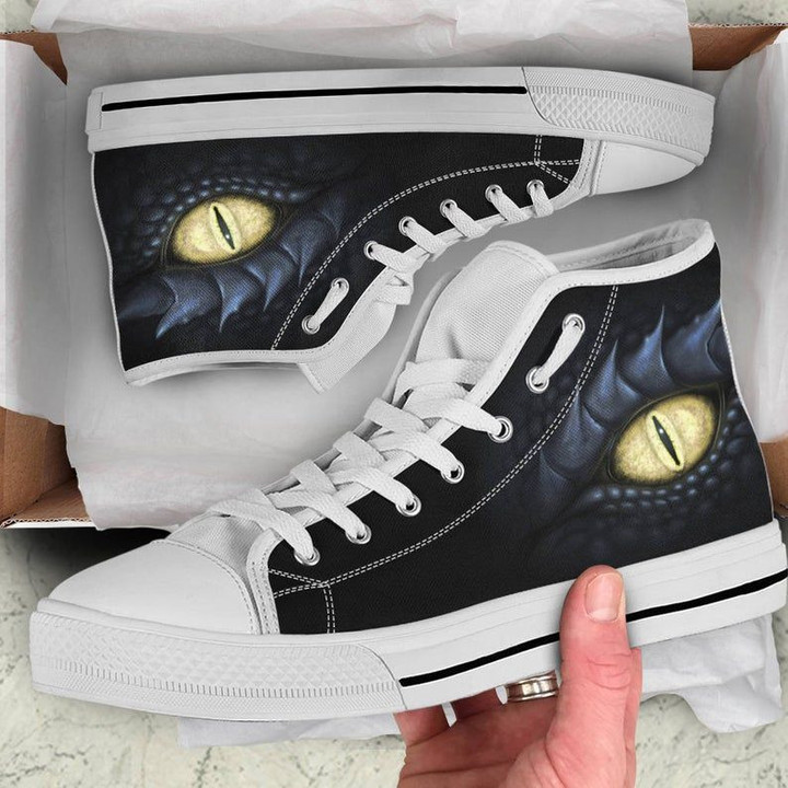 Dragon Eye Print Custom Sneakers Hi Tops Mother of Dragons Game of Thrones DnD Clothing Dragon Scale Canvas High Top Sneakers Birthday Gift
