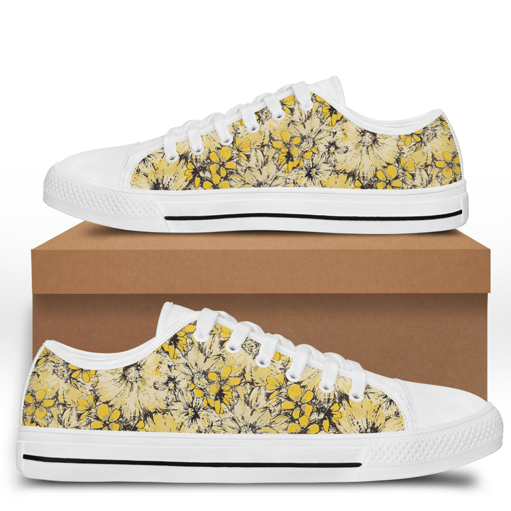 Daisy Low Top Canvas Shoes, Low-Top Canvas Shoes, Sneakers Daisy Flowers, Cute Sneakers