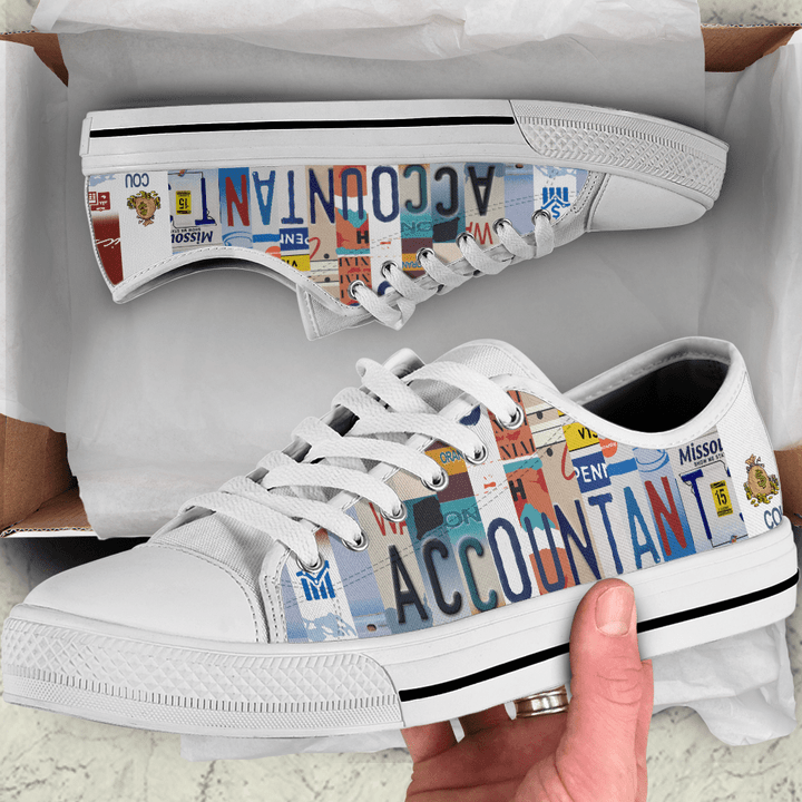 Accountant Canvas Shoes Licence Plate Low Top Tennis Shoes For Women Shoes For Men,Colorful Tennis,Custom Sneakers Gift Low Top Shoes