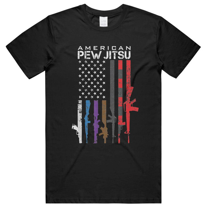 American Pew Jitsu - Funny Bjj Jiu Jitsu Pro Gun Usa Flag T-shirt Unisex T-Shirts