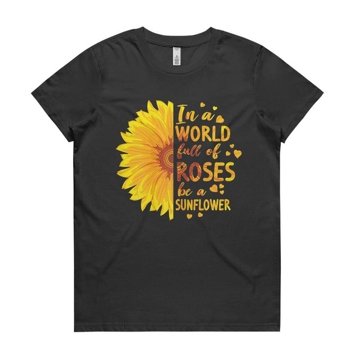 Funny World Roses Sunflower Shirt Women Girls Gift Love- long sleeve tee- hoodie Premium Womens T shirts