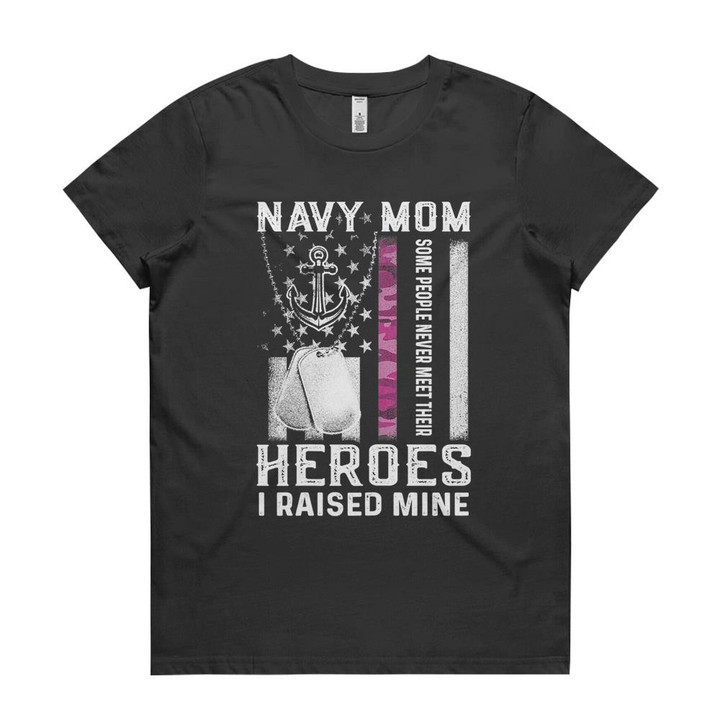 Womens Hero Raised By Proud Navy Mom t-shirt- hoodie- premium ladies t-shirt Premium Womens T shirts