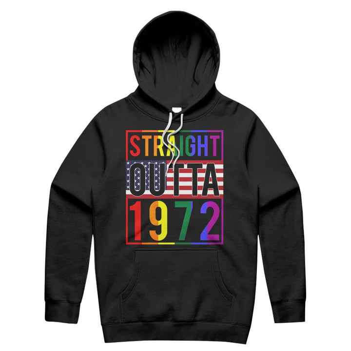 Straight Outta 1972 American LGBTQ Gay Flag Unisex Hoodie