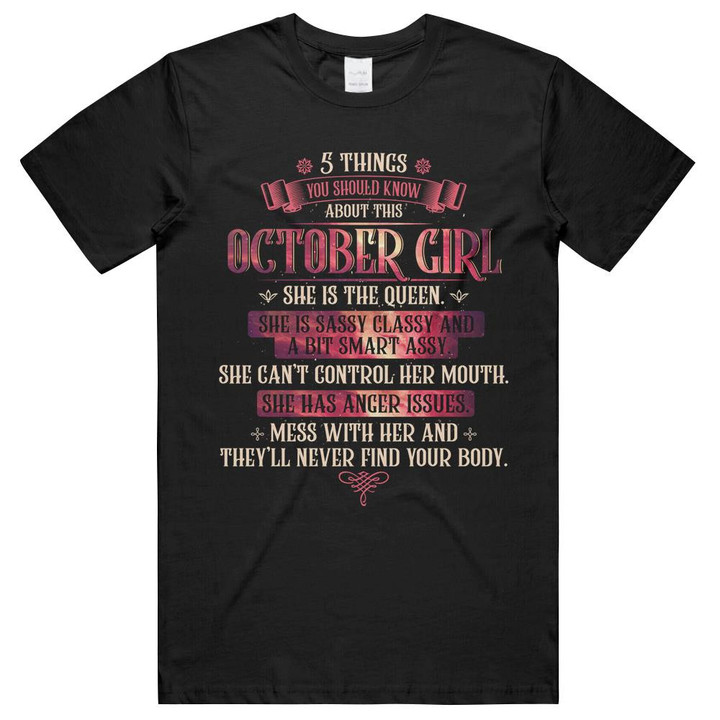 Birthday 5 Things You Should Know October Girl Unisex T-Shirts