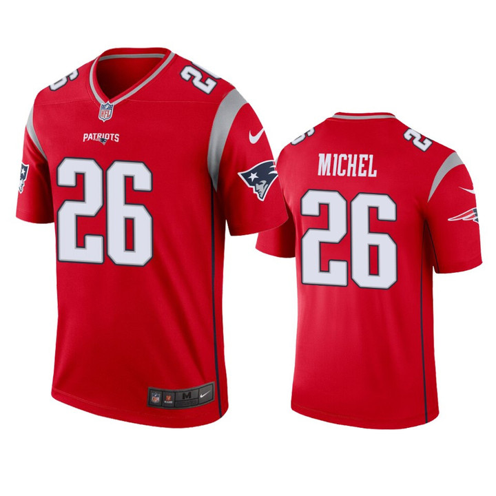 New England Patriots Sony Michel Red Inverted Legend Jersey - Cfjersey.store