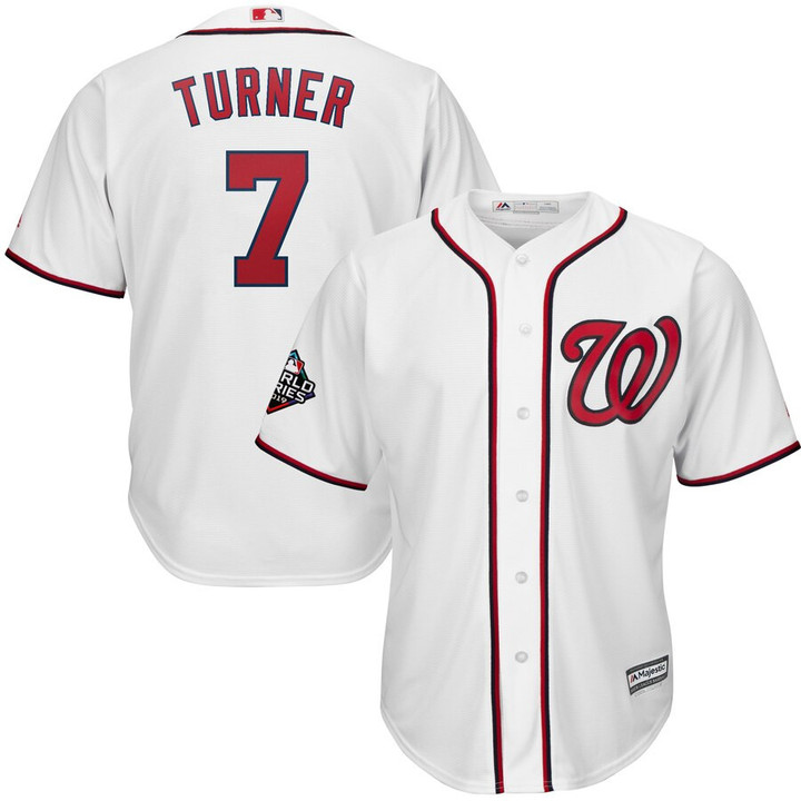 Trea Turner Washington Nationals Majestic 2019 World Series Bound Official Cool Base Player Jersey - White - Cfjersey.store
