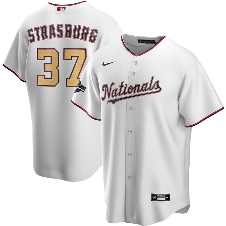 Stephen Strasburg Washington Nationals Nike 2020 Gold Program Player Jersey - White/Gold - Cfjersey.store