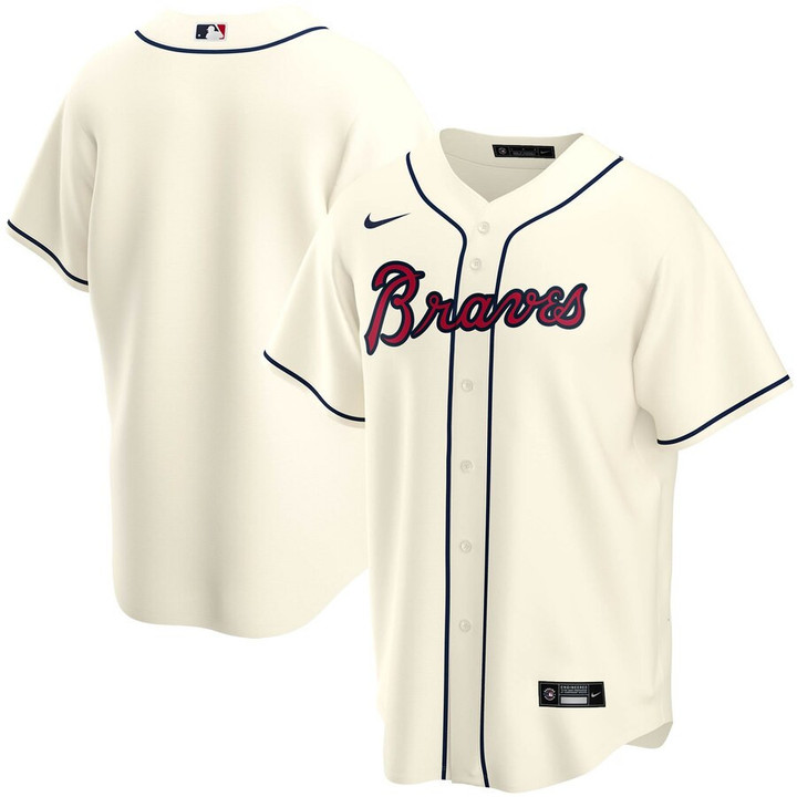 Atlanta Braves Nike Alternate 2020 Replica Team Jersey – Cream - Cfjersey.store