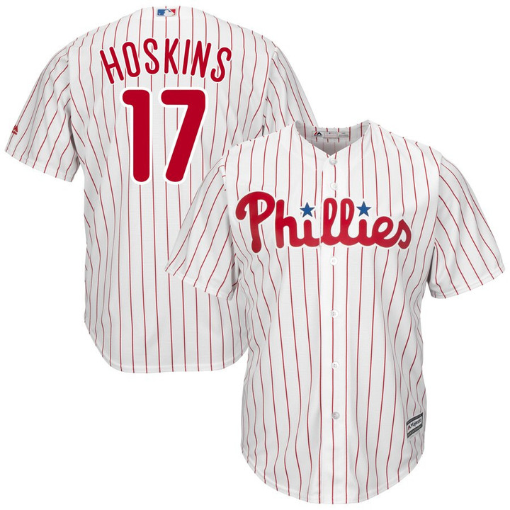 Rhys Hoskins Philadelphia Phillies Majestic Home Official Cool Base Player Jersey - White - Cfjersey.store