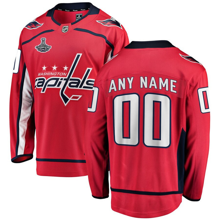 Washington Capitals Fanatics Branded Youth 2018 Stanley Cup Champions Home Breakaway Custom Jersey - Red - Cfjersey.store