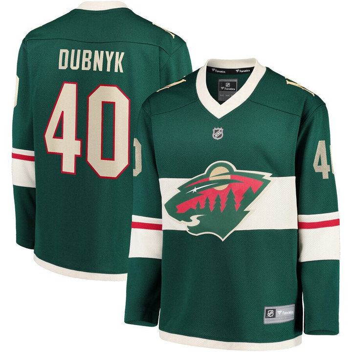 Devan Dubnyk Minnesota Wild Fanatics Branded Youth Home Replica Player Jersey - Green - Cfjersey.store