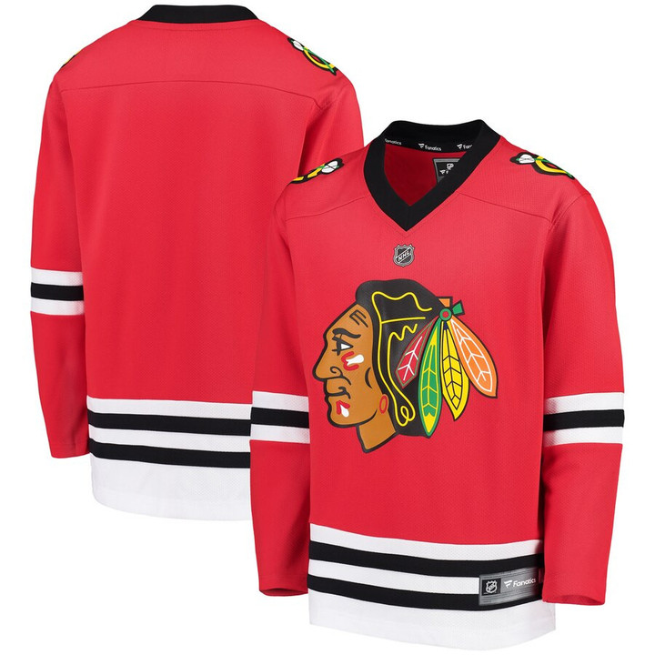 Chicago Blackhawks Fanatics Branded Youth Home Replica Blank Jersey - Red - Cfjersey.store