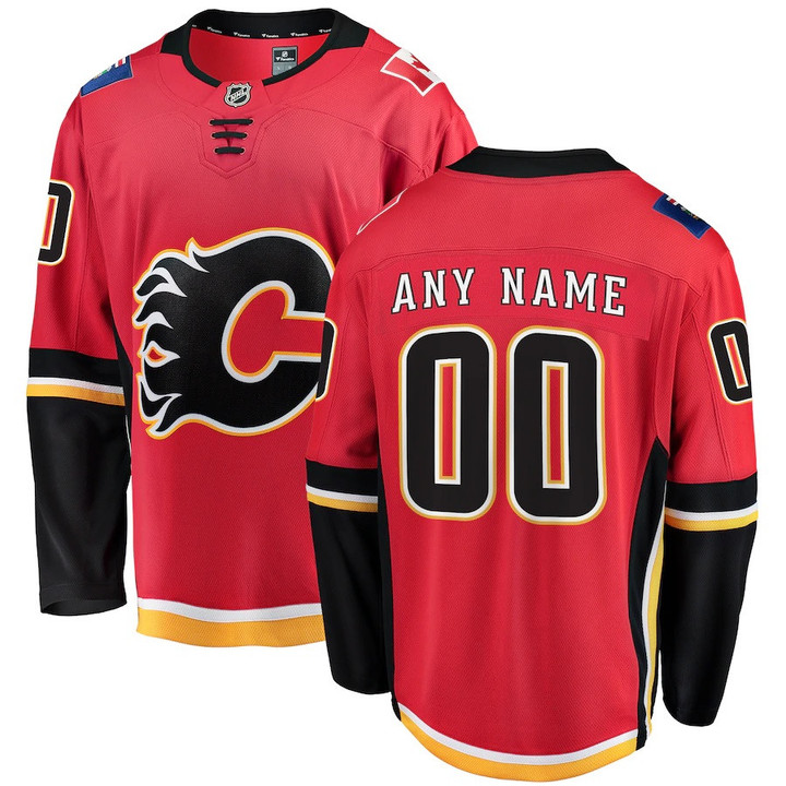 Calgary Flames Fanatics Branded Home Breakaway Custom Jersey - Red - Cfjersey.store