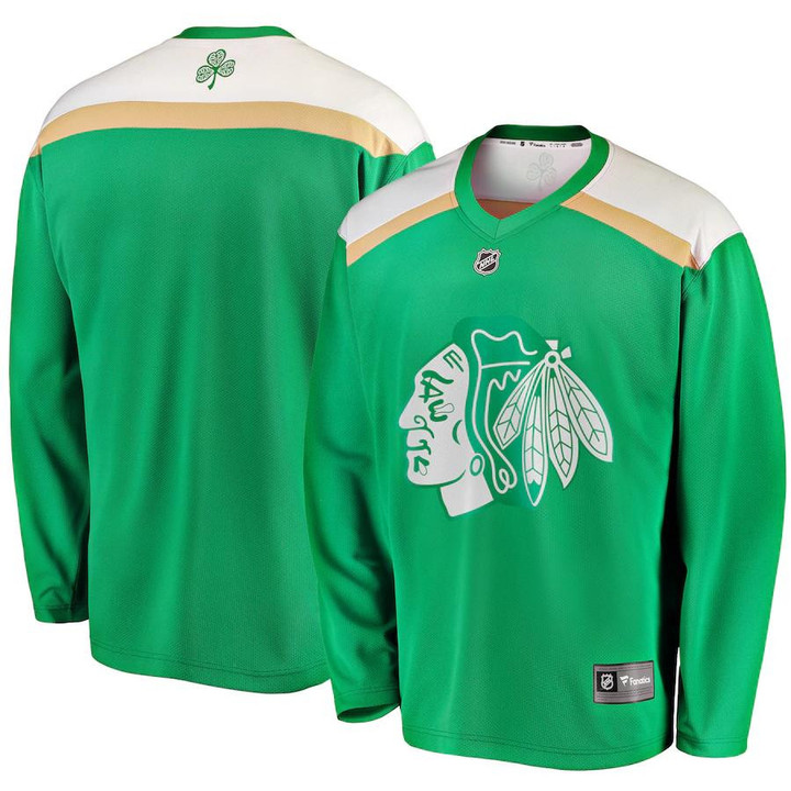 Chicago Blackhawks Fanatics Branded 2020 St. Patrick's Day Replica Jersey - Green - Cfjersey.store