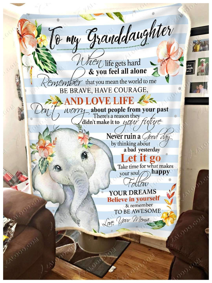 My Dear Granddaughter Elephant CL260925MDF Sherpa Fleece Blanket