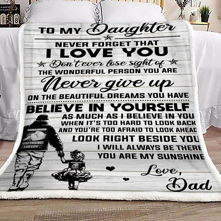 Family To My Daughter Love Dad CL16110261MDF Sherpa Fleece Blanket
