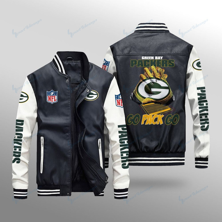 Green Bay Packers Leather Bomber Jacket BG64