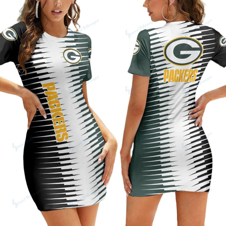 Green Bay Packers Short Sleeve Bodycon Mini Dress BG237